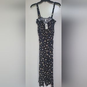 NWT Torrid Size 00 Super Soft Black Floral Smocked Culotte Jumpsuit Romper